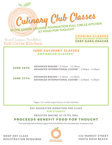 Culinary Club Classes- Advanced Classes, Ages 11+