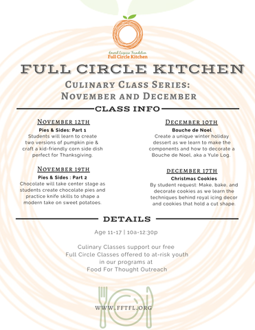 NOV &amp; DEC Culinary Classes